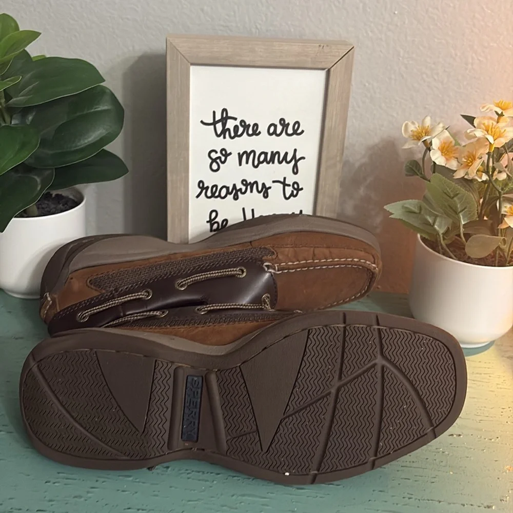 Men's Brown Leather Sperry Shoes SZ 8.5  box 140